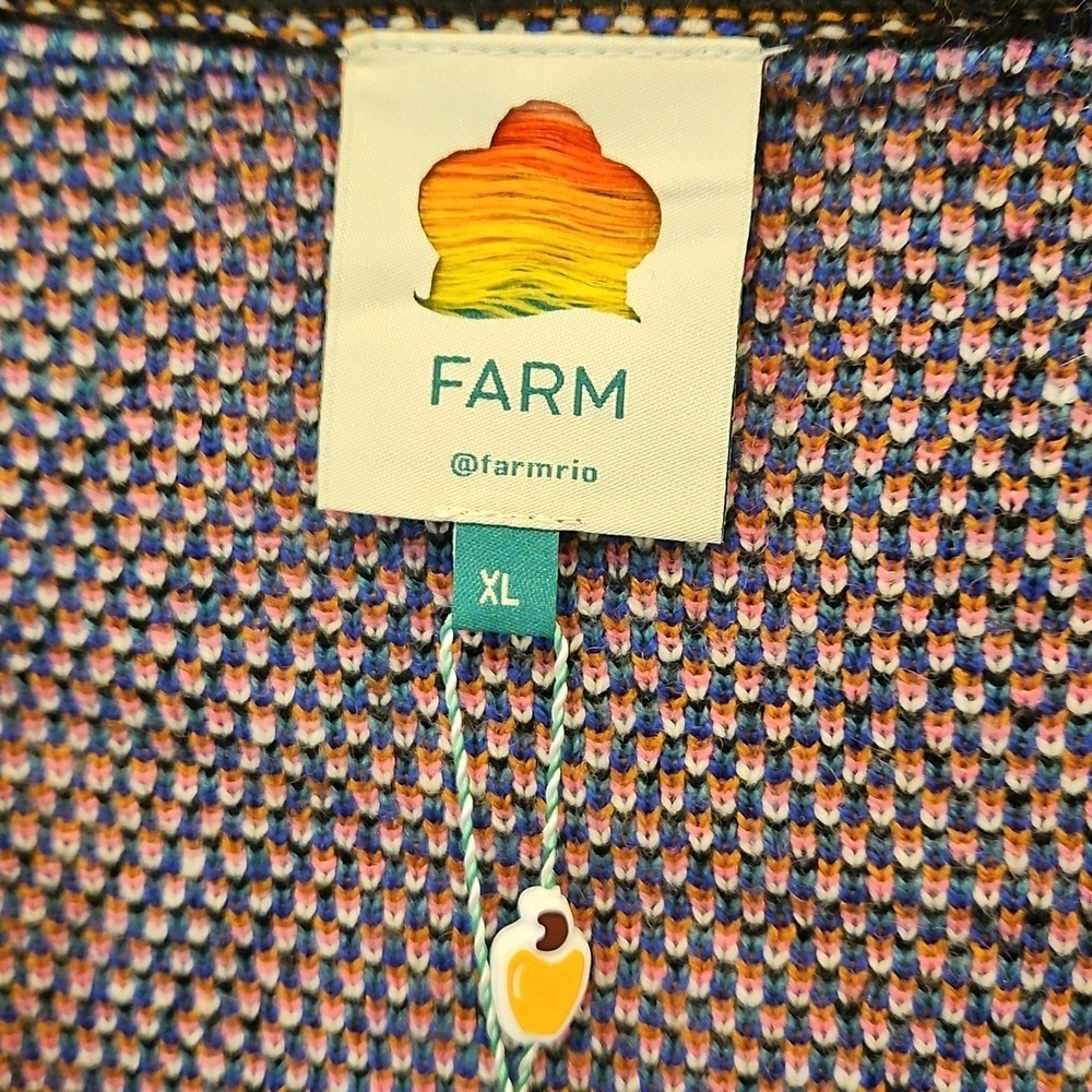 💕FARM RIO💕 Caramel Tropical Stripes Cardigan ~ Tropical Stripes Print XL NWT - Picture 12 of 16
